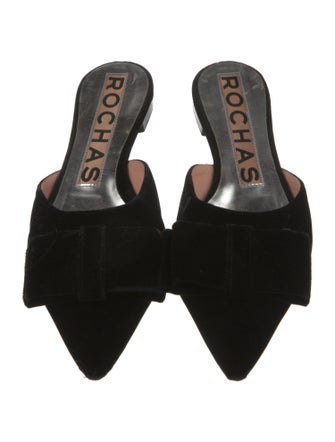 Rochas Velvet Bow Accents Mules