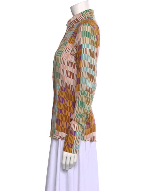 Rochas Printed Long Sleeve Button-Up Top