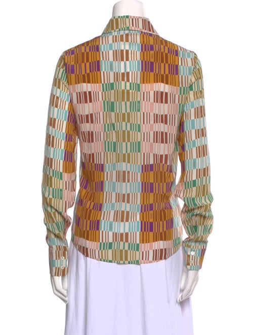 Rochas Printed Long Sleeve Button-Up Top