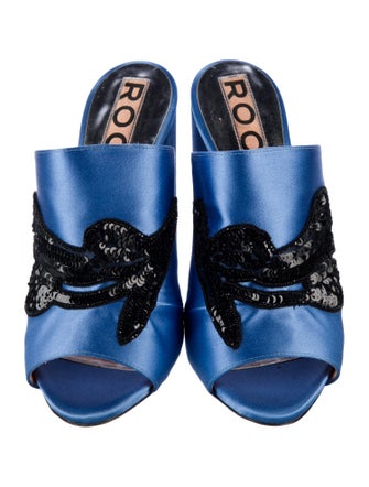 Rochas Satin Sequin Embellishments Slides