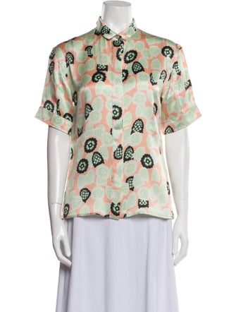 Rochas Silk Printed Button-Up Top