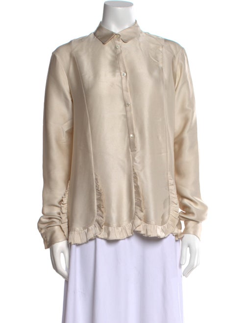 Rochas Silk Long Sleeve Button-Up Top