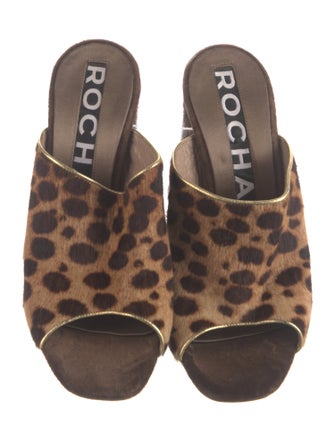 Rochas Ponyhair Animal Print Slides