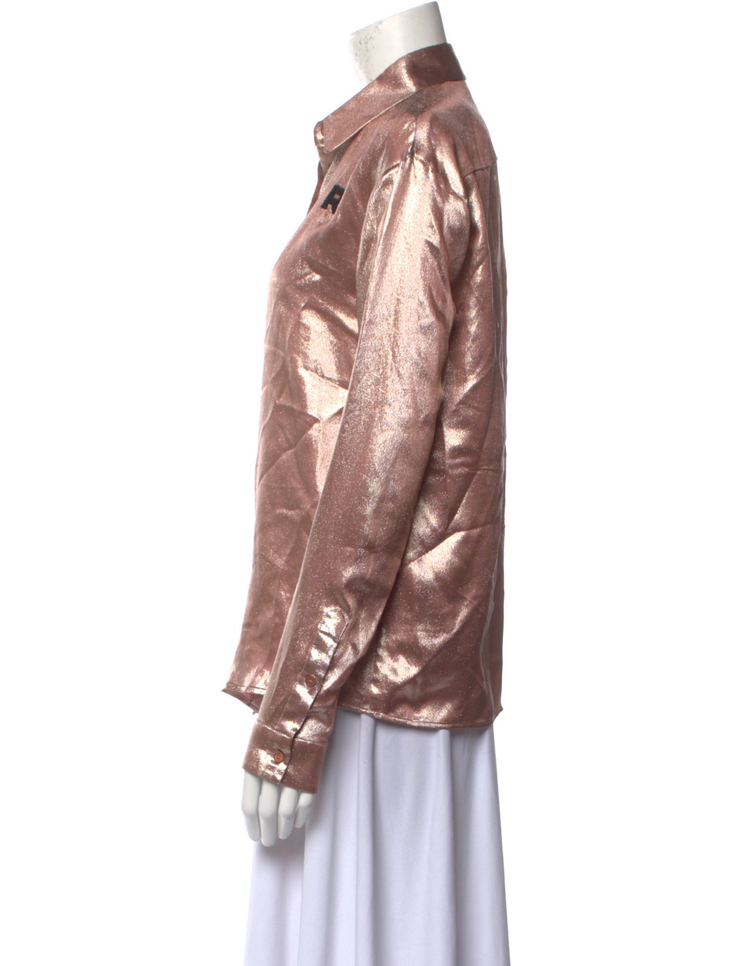 Rochas Silk Long Sleeve Button-Up Top