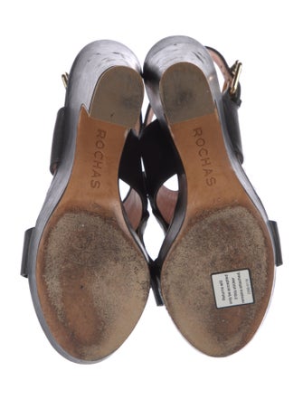 Rochas Leather Tassel Accents Slingback Sandals