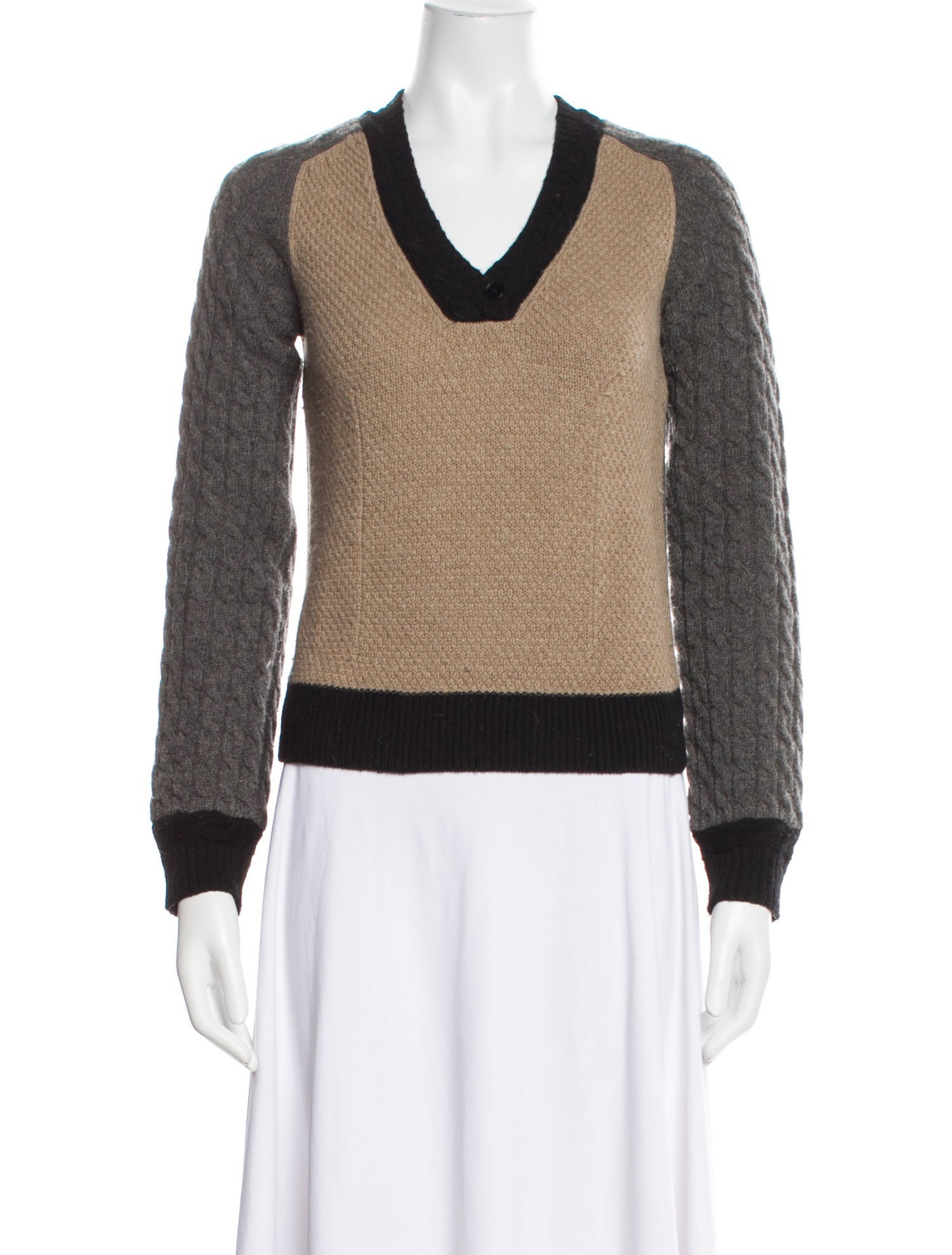 Rochas Wool Colorblock Pattern Sweater