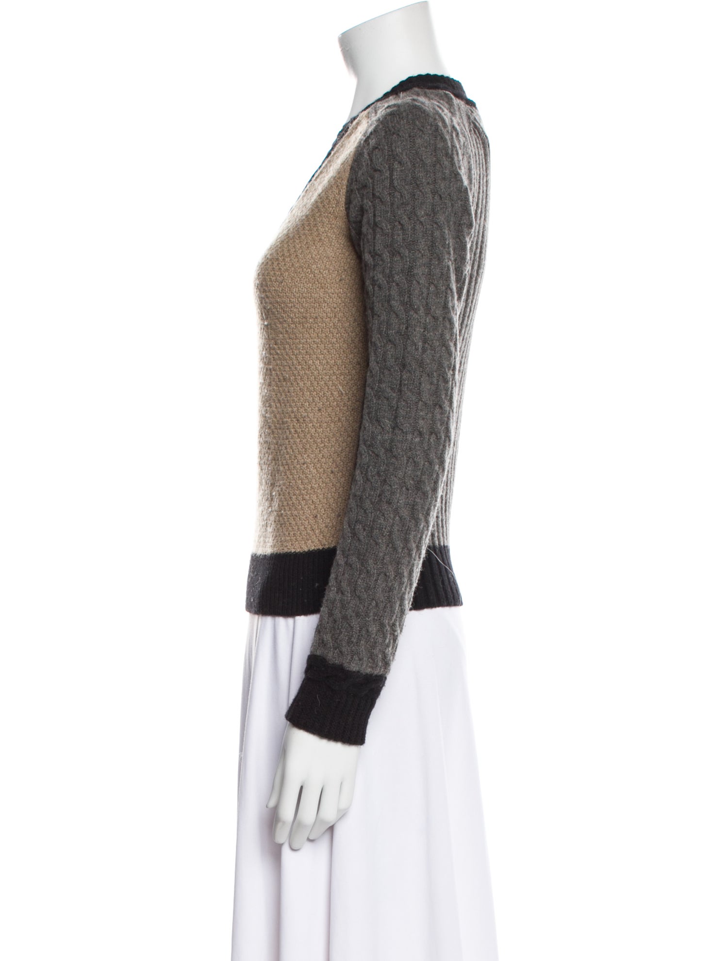Rochas Wool Colorblock Pattern Sweater