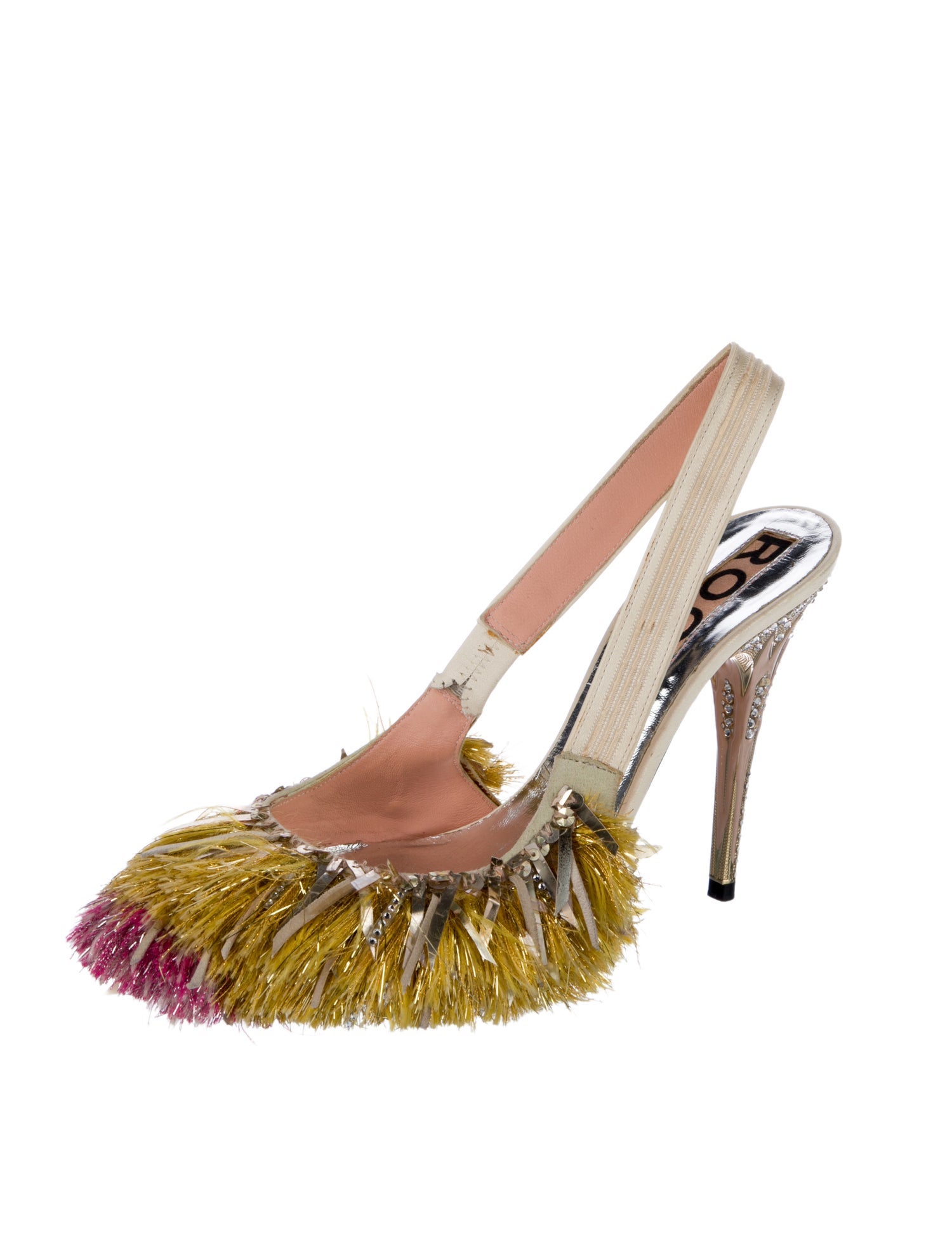 Rochas Suede Printed Slingback Pumps