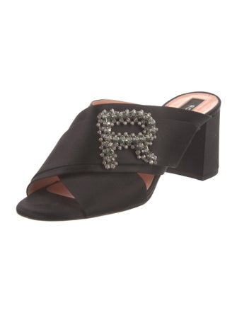 Rochas Satin Crystal Embellishments Slides