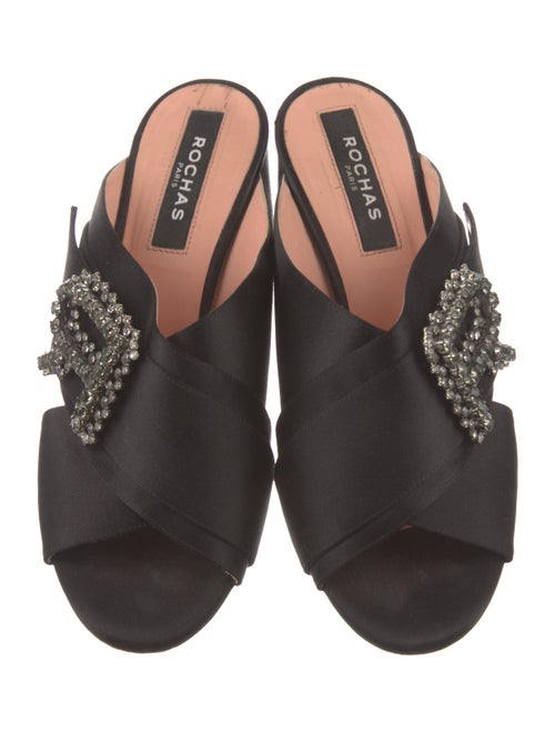 Rochas Satin Crystal Embellishments Slides