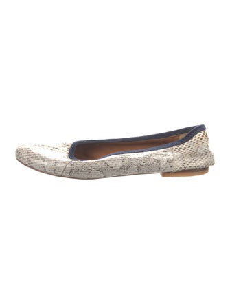 Rochas Embossed Leather Animal Print Ballet Flats