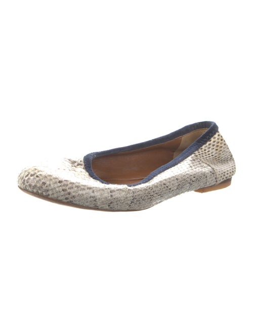 Rochas Embossed Leather Animal Print Ballet Flats