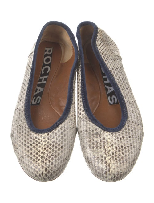 Rochas Embossed Leather Animal Print Ballet Flats