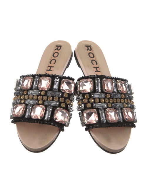 Rochas Suede Crystal Embellishments Slides