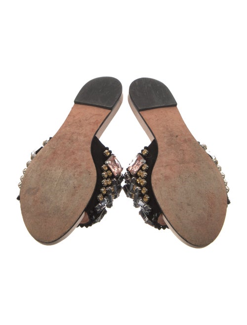 Rochas Suede Crystal Embellishments Slides