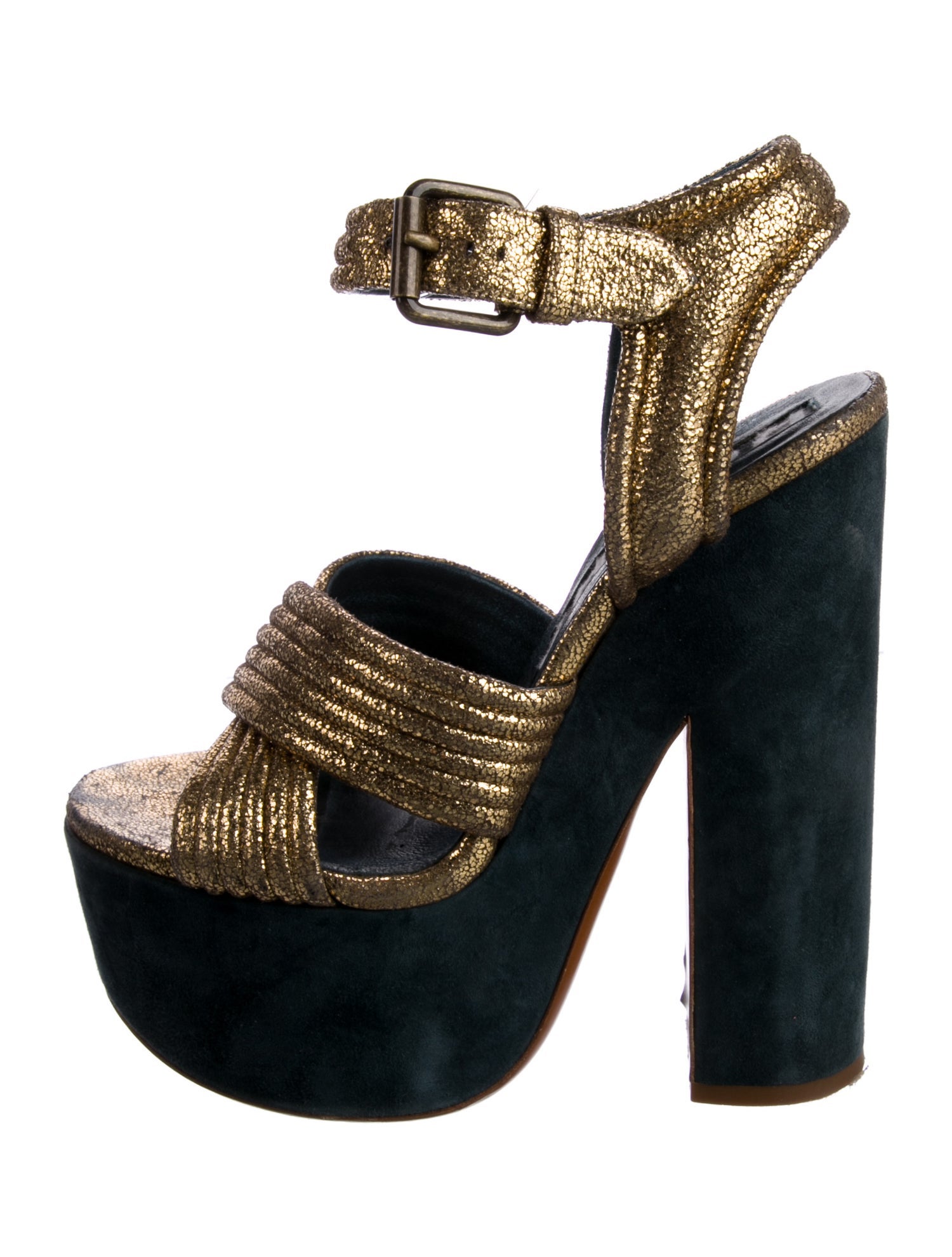 Rochas Leather Colorblock Pattern Sandals