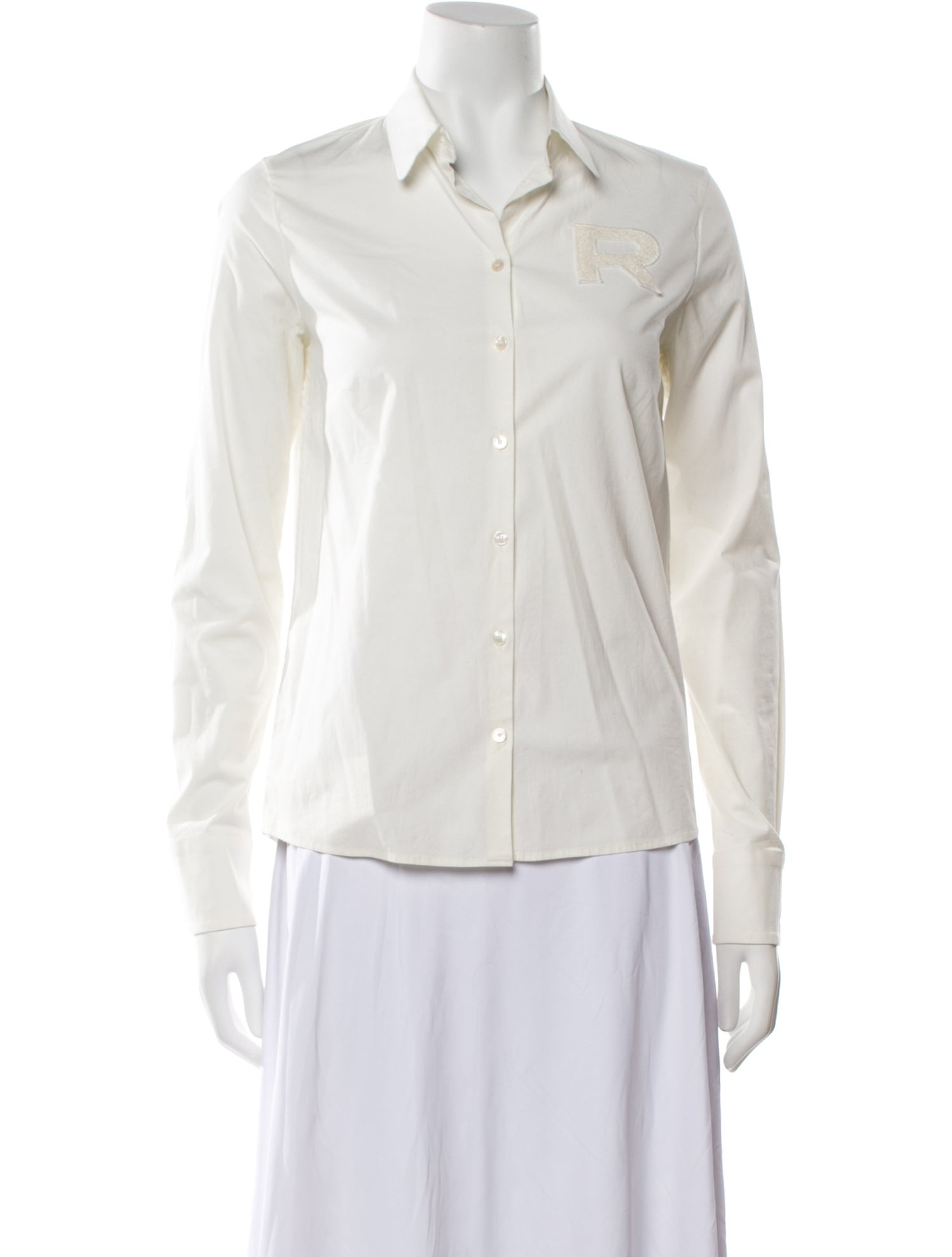 Rochas Long Sleeve Button-Up Top