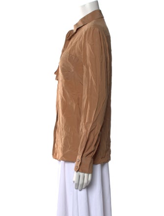Rochas Silk Long Sleeve Button-Up Top