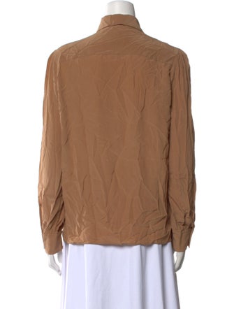 Rochas Silk Long Sleeve Button-Up Top