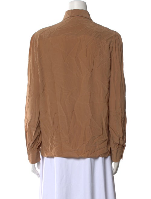Rochas Silk Long Sleeve Button-Up Top