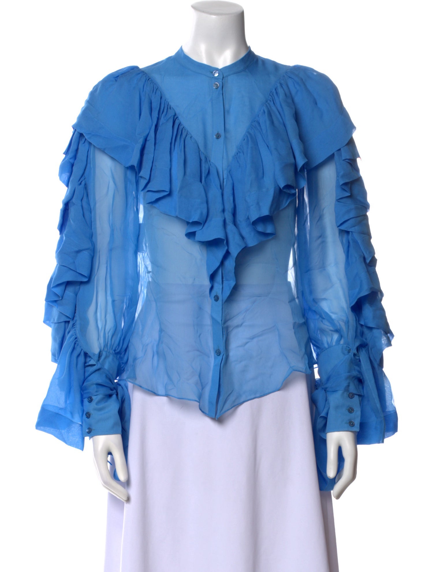 Rochas Mock Neck Long Sleeve Blouse