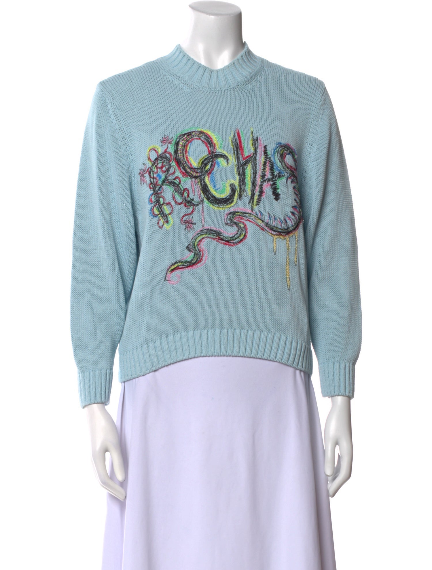 Rochas Graphic Print Mock Neck Sweater