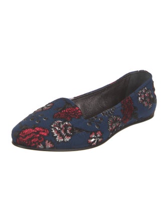 Rochas Floral Print Embroidered Accent Ballet Flats