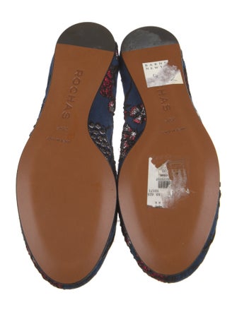 Rochas Floral Print Embroidered Accent Ballet Flats