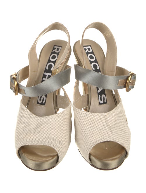 Rochas Canvas Colorblock Pattern Slingback Pumps