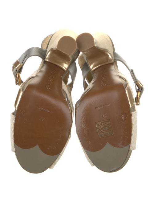 Rochas Canvas Colorblock Pattern Slingback Pumps