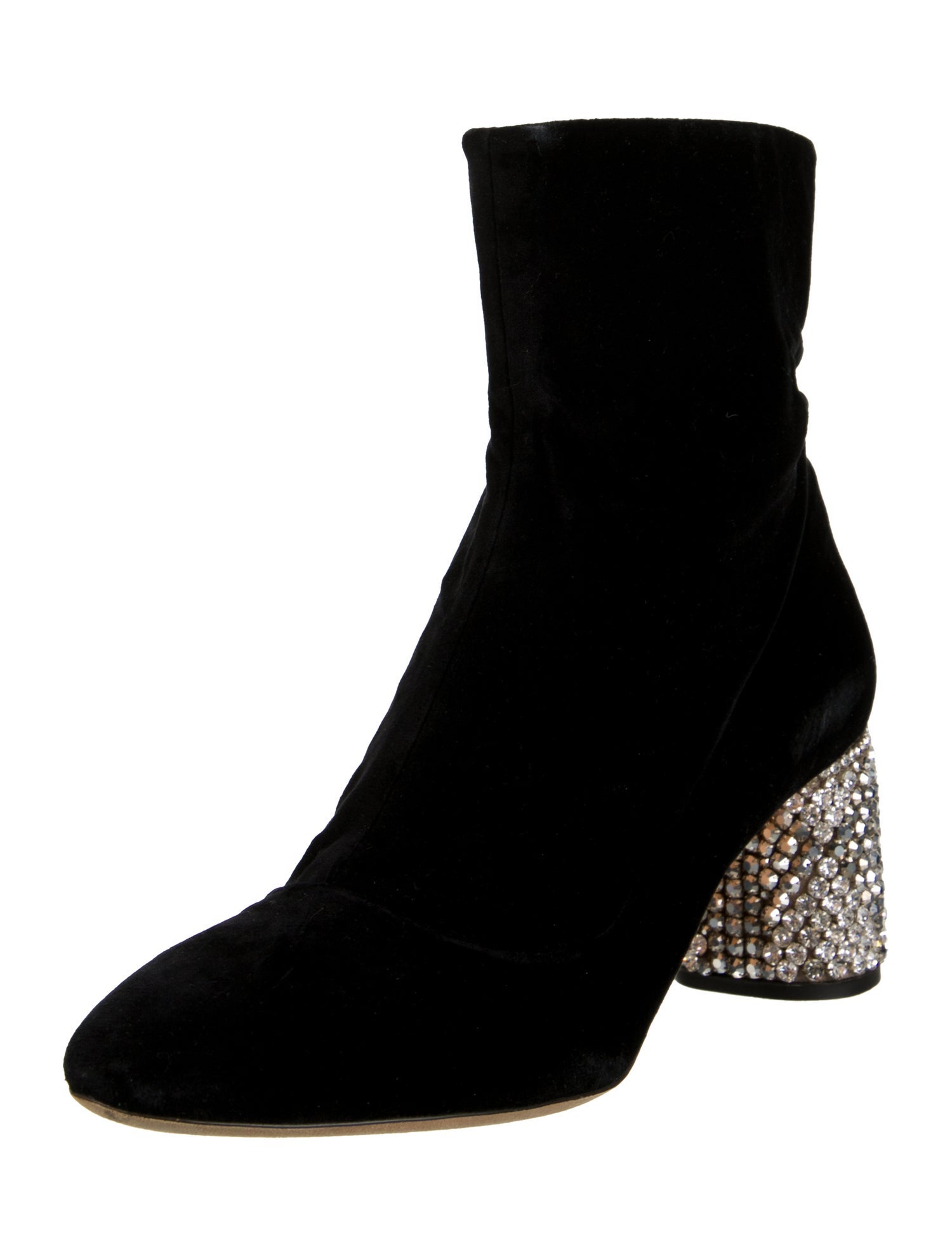 Rochas Velvet Crystal Embellishments Boots