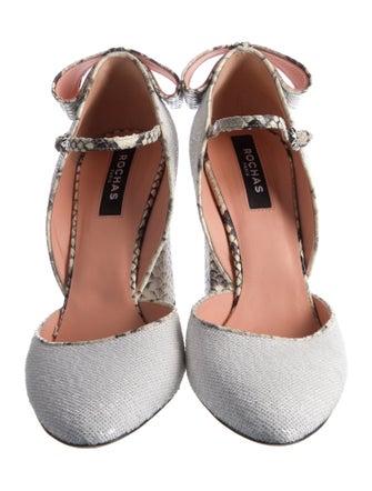 Rochas Sequins Animal Print D'Orsay Pumps