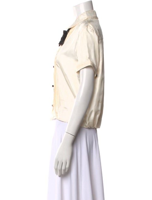 Rochas Silk Short Sleeve Button-Up Top