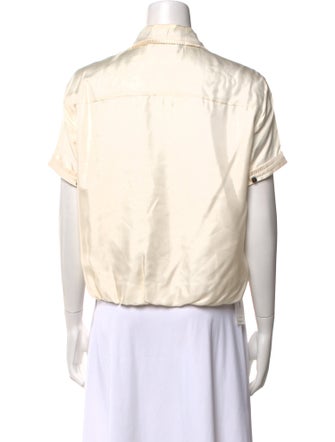 Rochas Silk Short Sleeve Button-Up Top