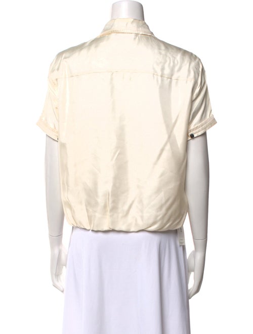 Rochas Silk Short Sleeve Button-Up Top