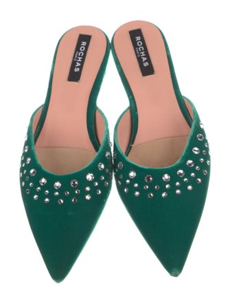 Rochas Velvet Crystal Embellishments Mules