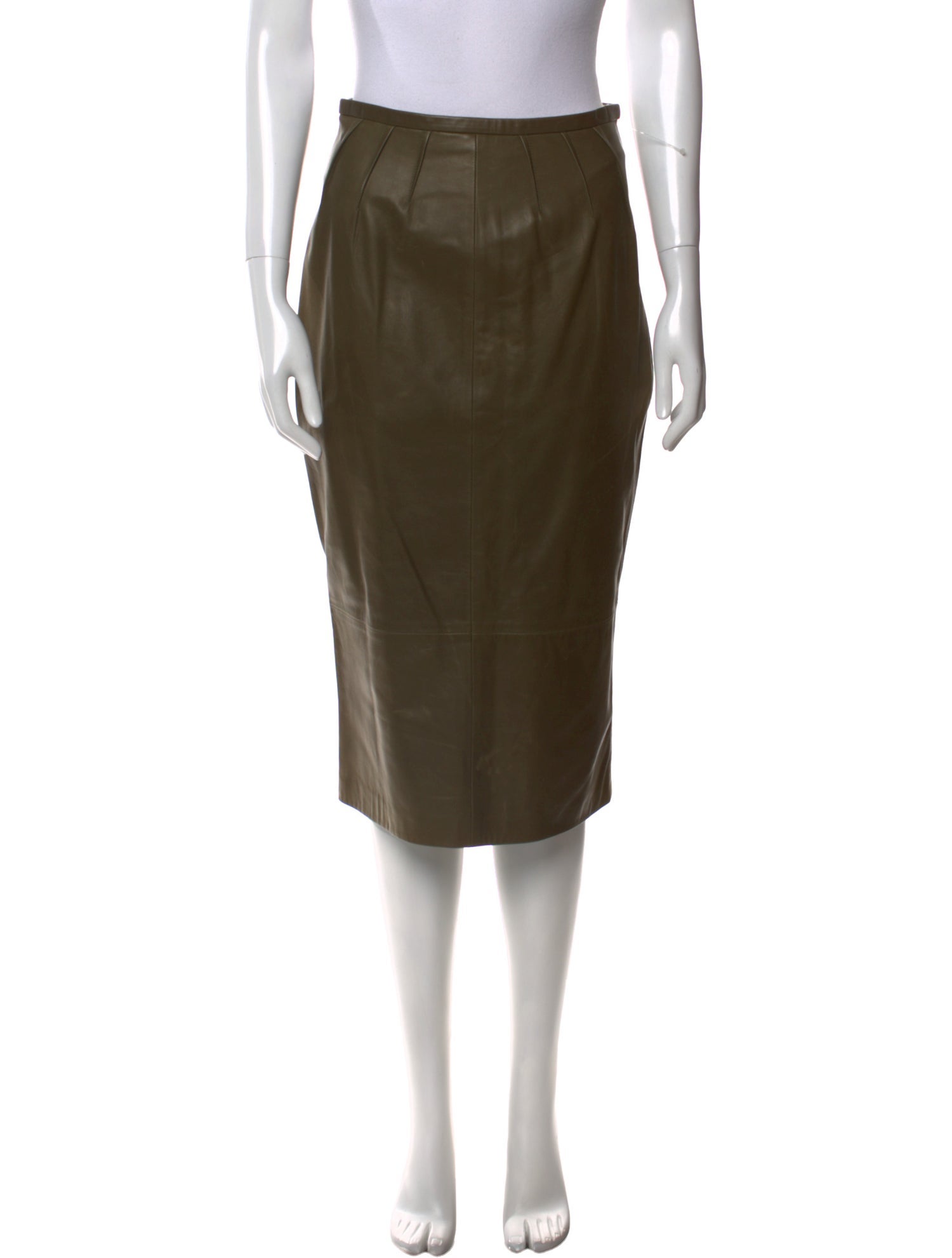 Rochas Lamb Leather Knee-Length Skirt