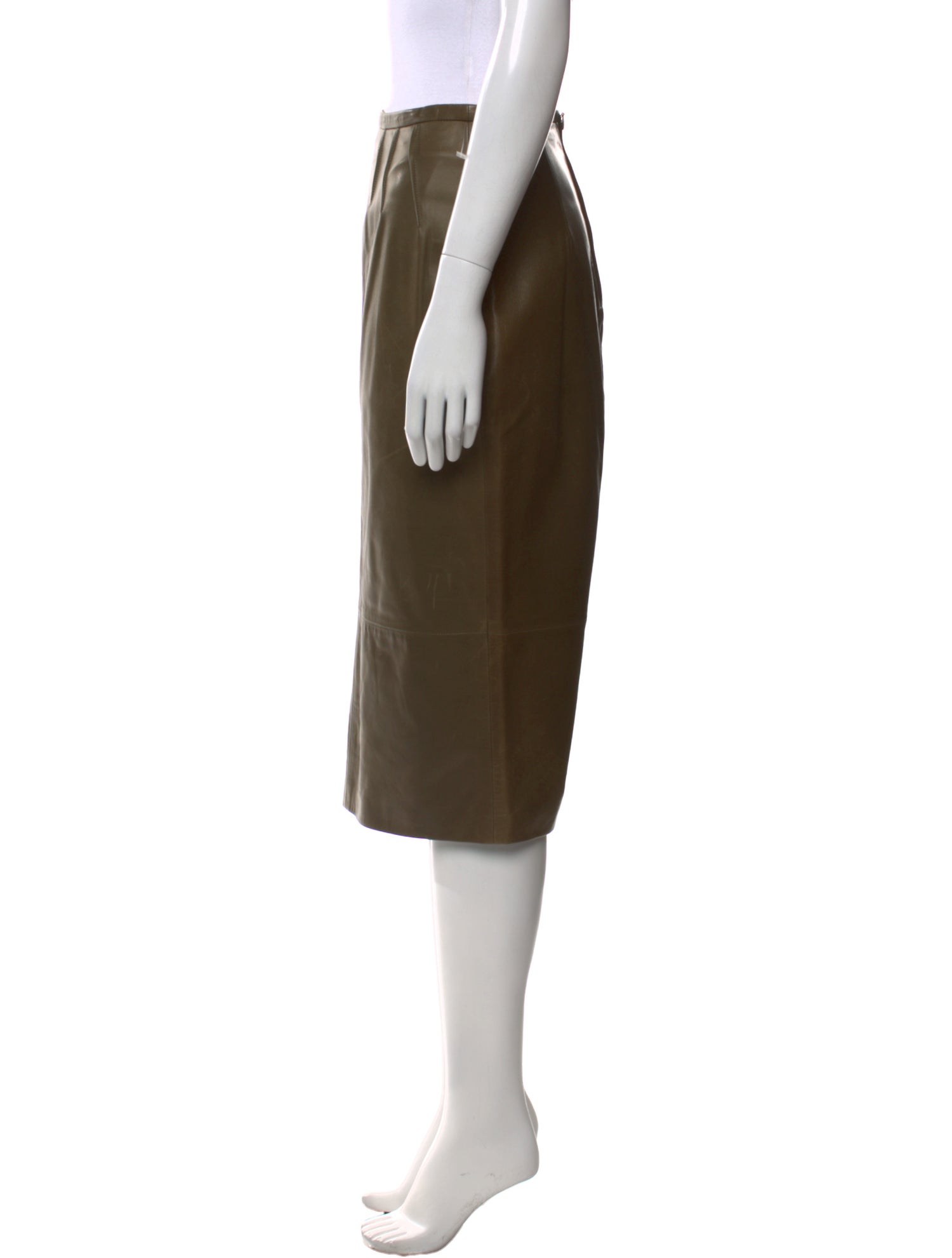 Rochas Lamb Leather Knee-Length Skirt