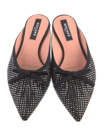 Rochas Crystal Bow Accents Mules