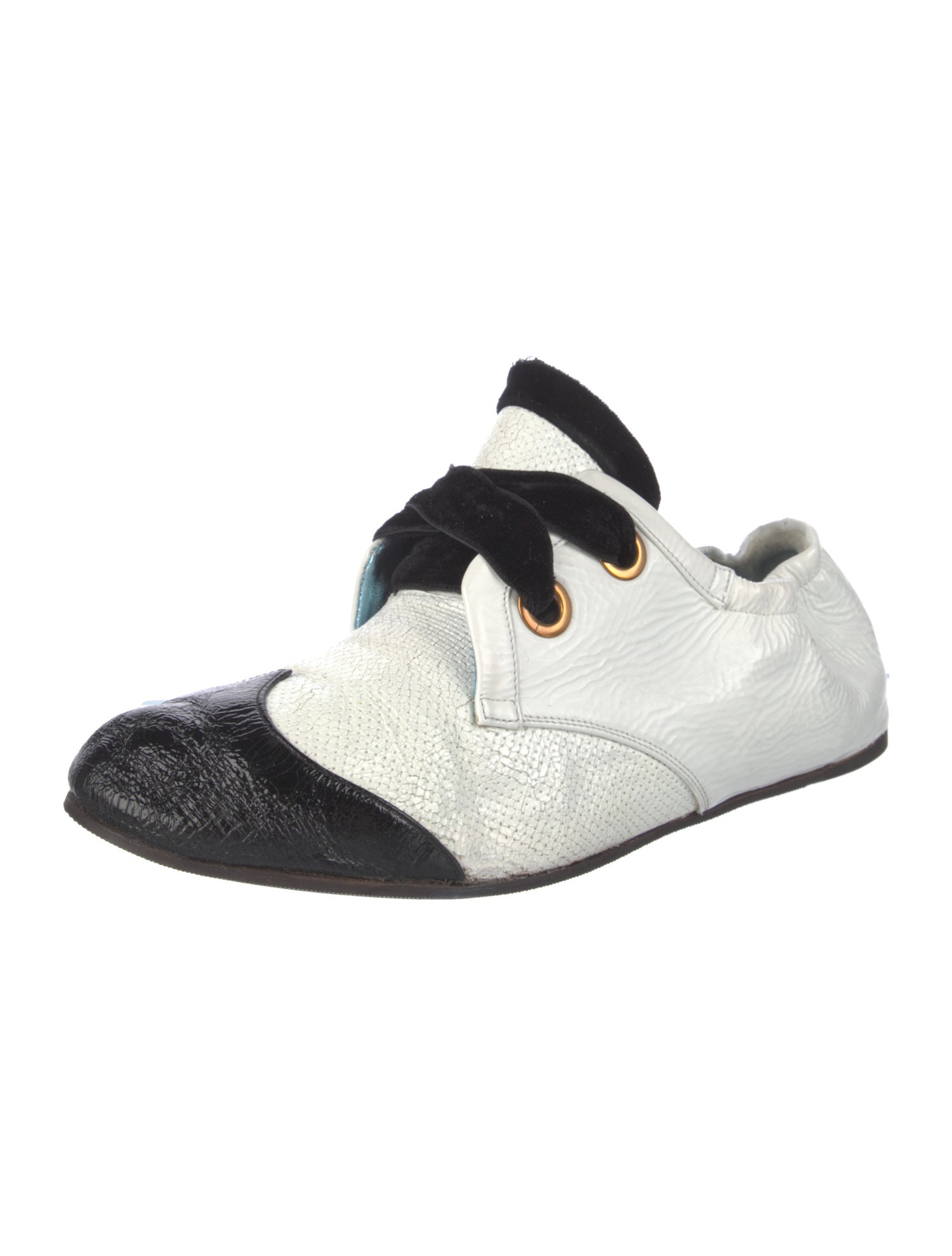 Rochas Patent Leather Colorblock Pattern Mules