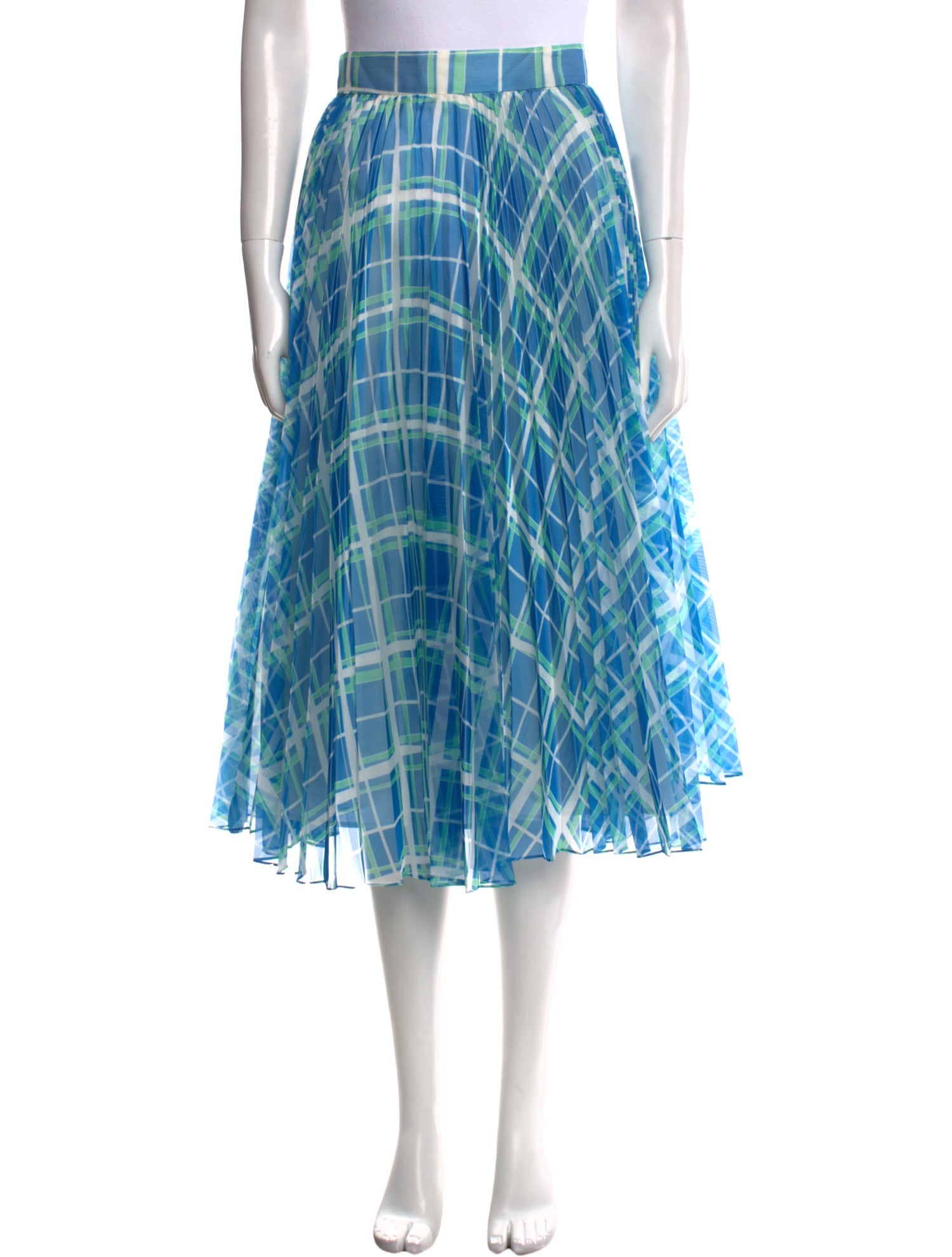 Rochas Plaid Print Midi Length Skirt