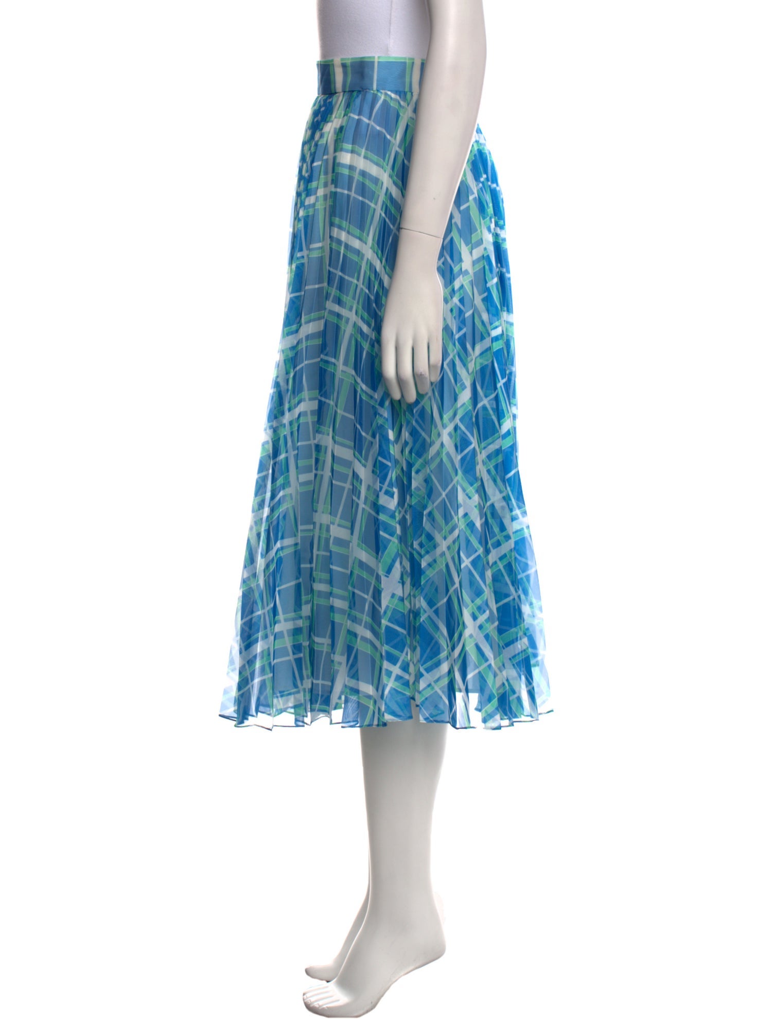 Rochas Plaid Print Midi Length Skirt