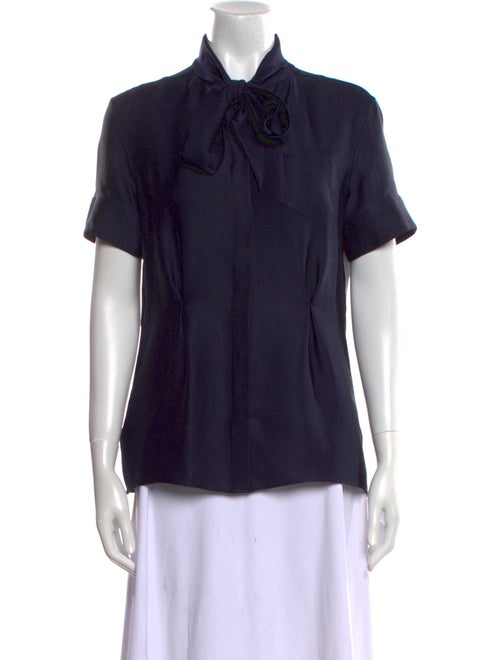 Rochas Silk Short Sleeve Button-Up Top