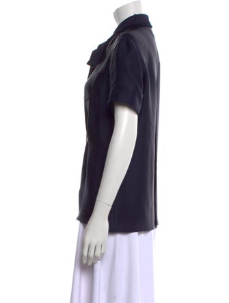 Rochas Silk Short Sleeve Button-Up Top