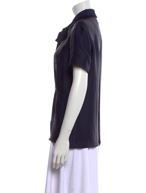 Rochas Silk Short Sleeve Button-Up Top