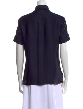 Rochas Silk Short Sleeve Button-Up Top