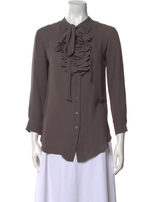 Rochas Silk Tie Neck Button-Up Top