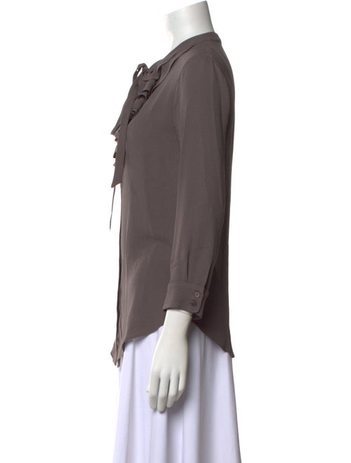 Rochas Silk Tie Neck Button-Up Top