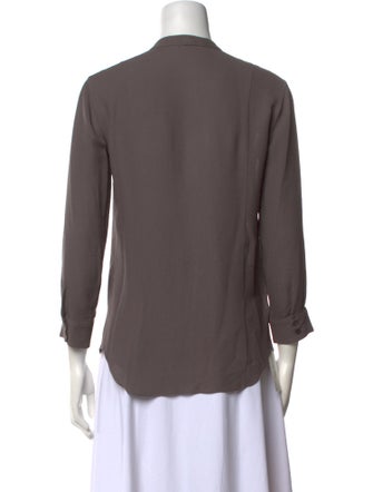 Rochas Silk Tie Neck Button-Up Top