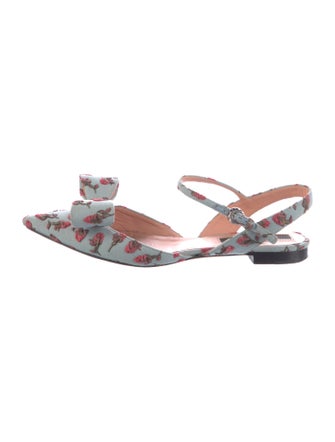 Rochas Floral Print Bow Accents Slingback Flats